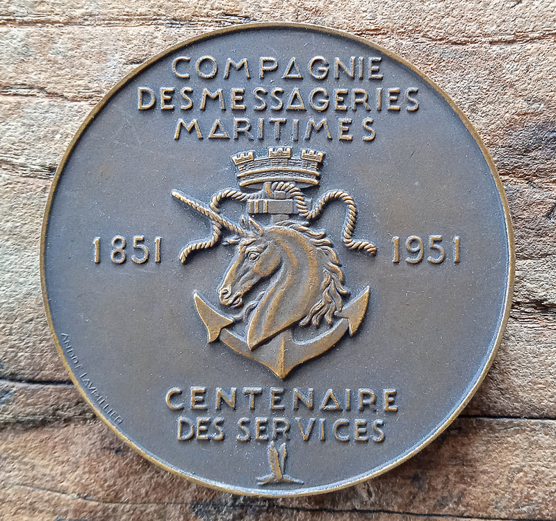 Médaille bronze centenaire Compagnie des messages maritimes